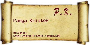 Panya Kristóf névjegykártya